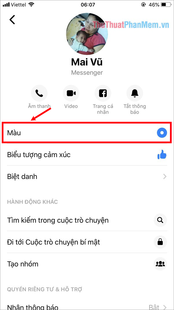 Cách đổi màu của tin nhắn trong Messenger