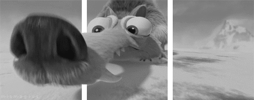 Hình ảnh 3D của một con sóc đang tìm kiếm hạt dẻ kỷ băng hà