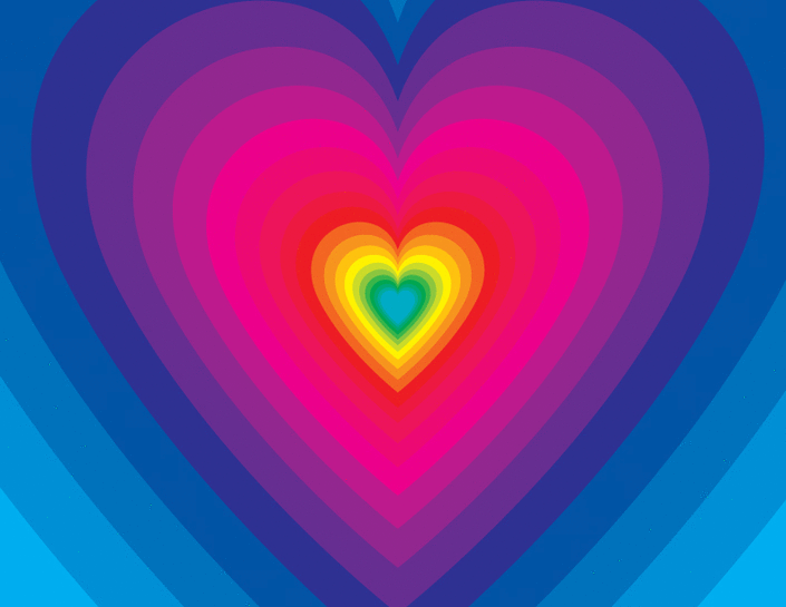 Trái tim đa không gian nhiều màu sắc