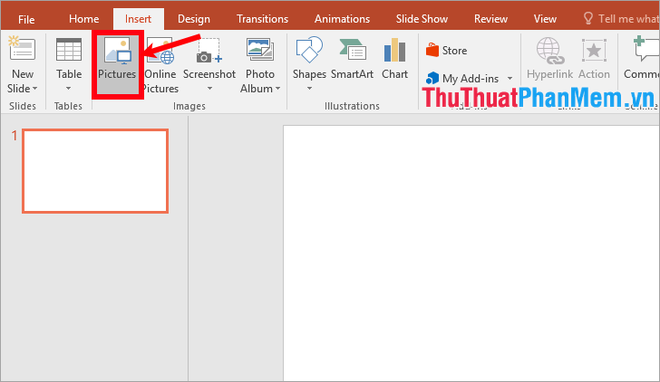 Chọn Insert - Pictures