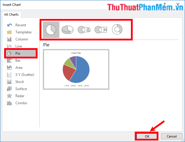 Cách vẽ biểu đồ tròn trong Word