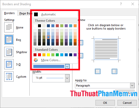 Color: màu sắc đường viền