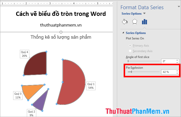 Cách vẽ biểu đồ tròn trong Word