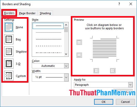 Lựa chọn kiểu vẽ khung trong Setting