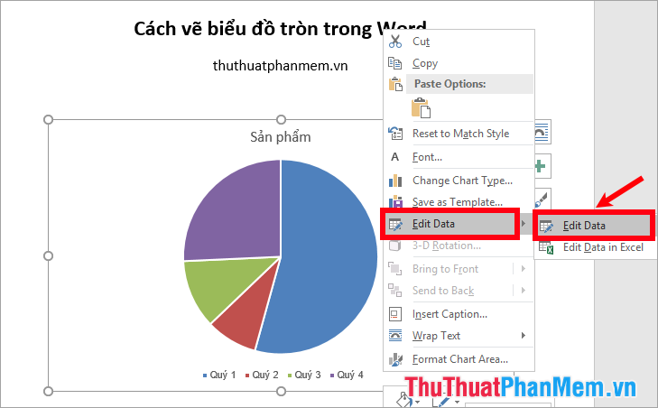 Cách vẽ biểu đồ tròn trong Word