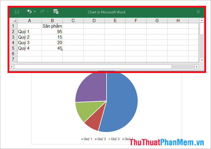 Cách vẽ biểu đồ tròn trong Word