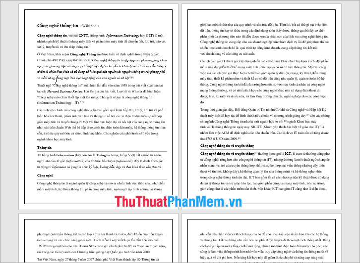 Tất cả các trang trong văn bản đều được vẽ khung
