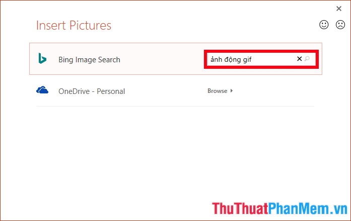 Nhập từ khóa tìm kiếm trong ô Search Bing