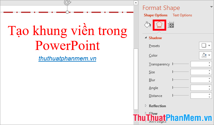 Trong phần Effects tùy chỉnh đổ bóng viền và nhiều tùy chọn khác