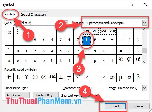 Chọn số mũ cần hiển thị
