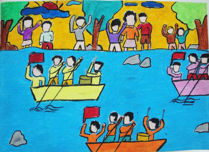 20 Ý tưởng vẽ tranh đề tài lễ hội đua thuyền đơn giản