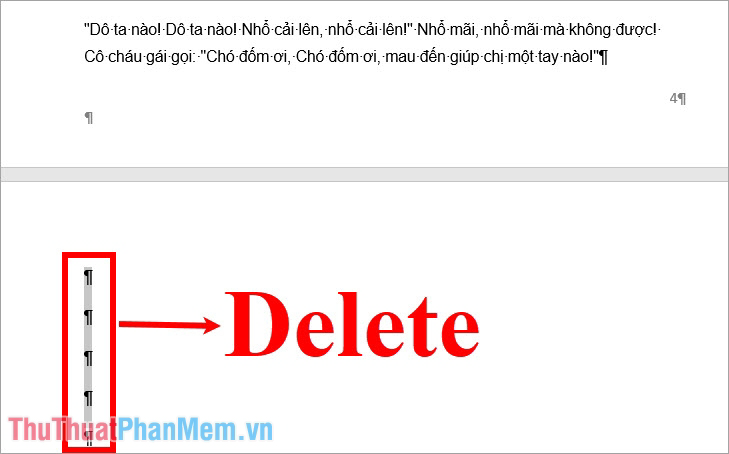 Bôi đen toàn bộ các biểu tượng Show/Hide và nhấn Delete để xóa
