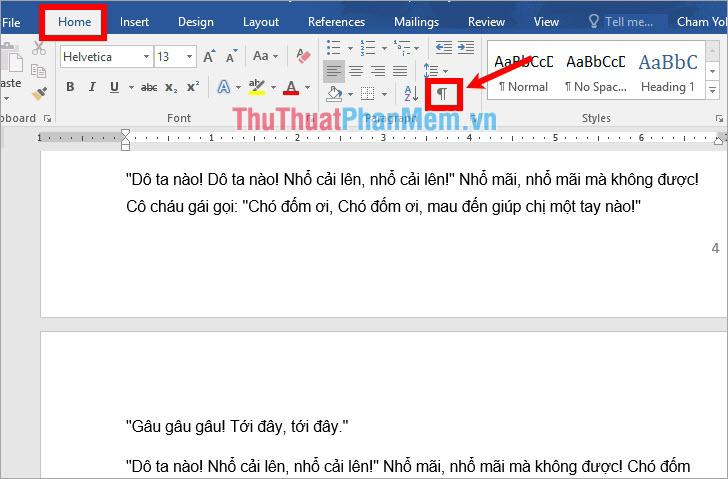 Chọn Home - Show/Hide để ẩn các biểu tượng đi
