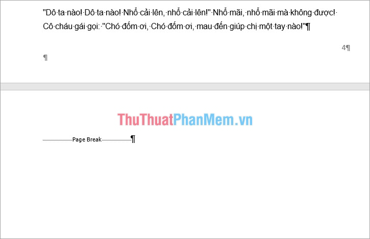 Xuất hiện Page Break (hay Section Break)