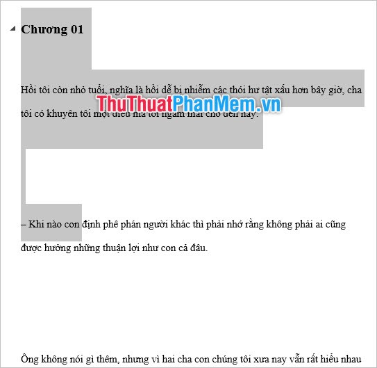 Lỗi do để định dạng khoảng cách đoạn quá lớn