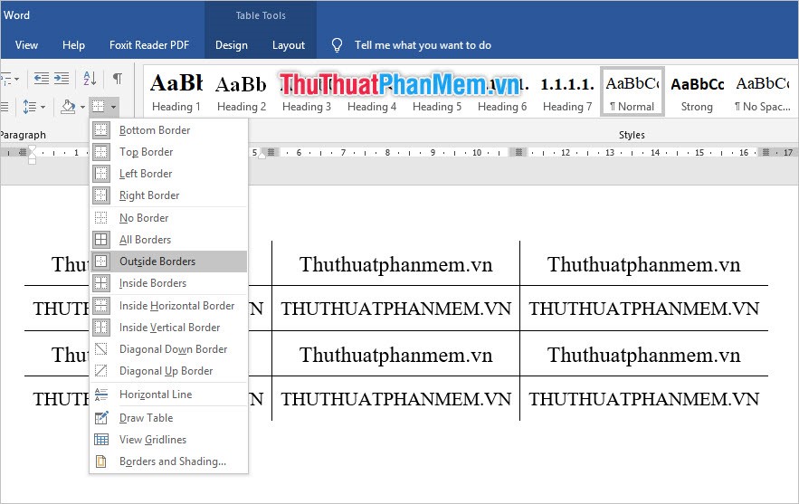 Cách xóa đường viền bảng trong Word