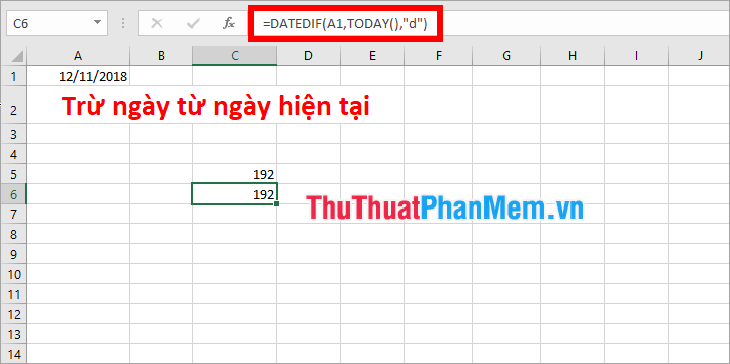 Cách trừ ngày, tháng, năm trong Excel - Tính khoảng cách giữa hai ngày trong Excel
