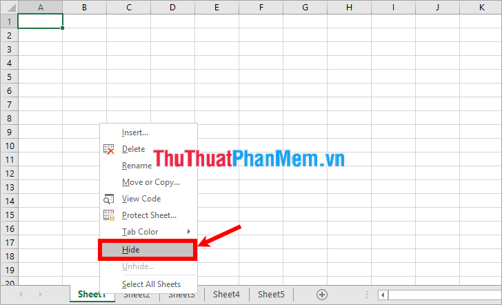 Hiển thị Sheet Tab trong Excel khi bị ẩn
